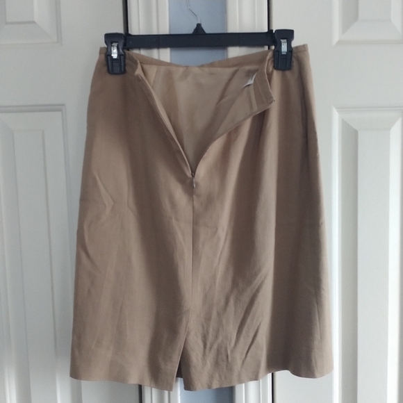 Rena Rowan for Saville Petite Vintage Tan Linen Blend Skirt 10P - Picture 3 of 10